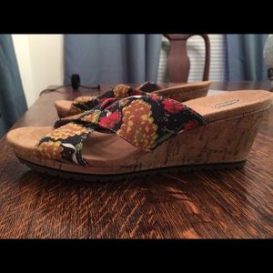 Dr Scholls flowered sandals.